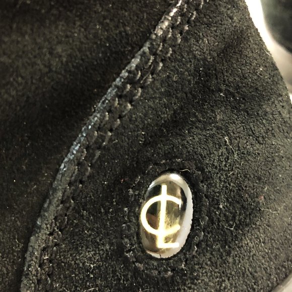 COACH Tatum Black Suede & Wool Foldover Signature Logo Mid-Calf Boots 8M - Picture 5 of 13